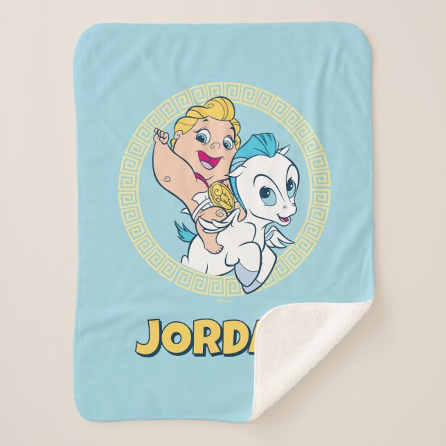 Baby Hercules Riding Pegasus Sherpa Blanket (Front)