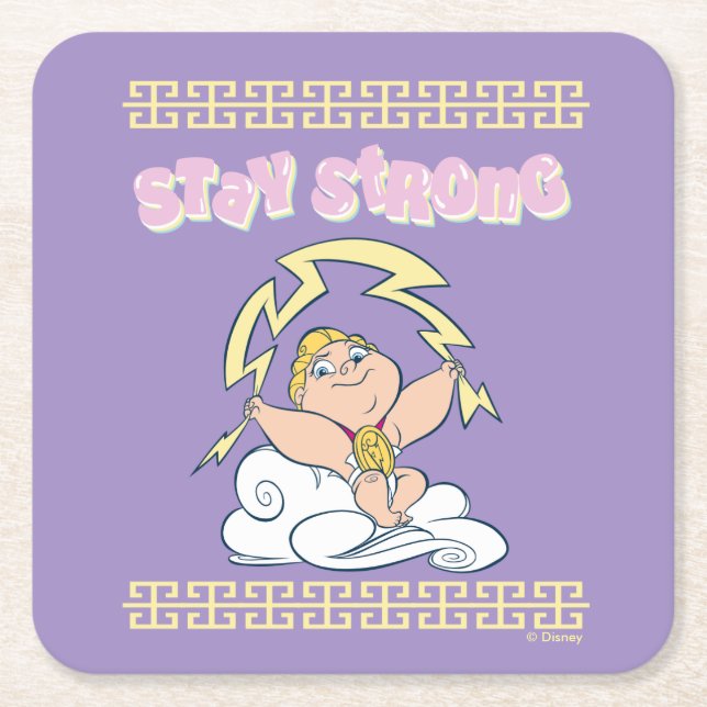 Baby Hercules - Stay Strong Square Paper Coaster (Front)