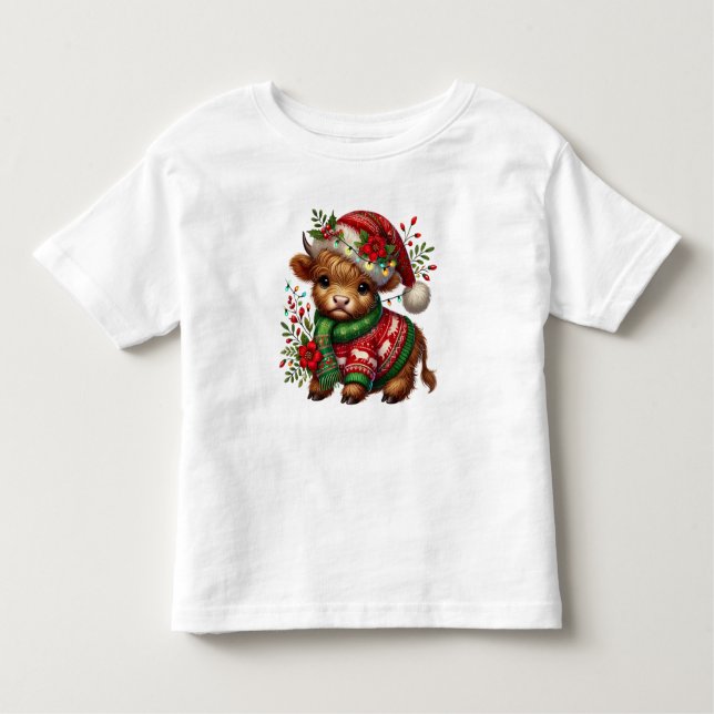 Baby Highland Christmas Cow  Toddler T-Shirt (Front)