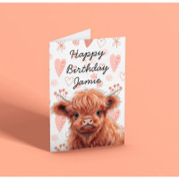 Baby Highland Cow Birthday Custom Name 