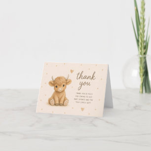 Baby Highland Cow Calf Baby Shower Thank You Card