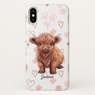 Baby Highland Cow Custom Name  iPhone X Case
