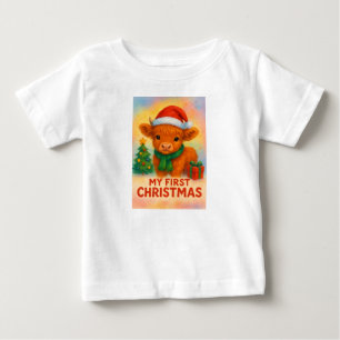 Baby Highland Cow First Christmas T-Shirt