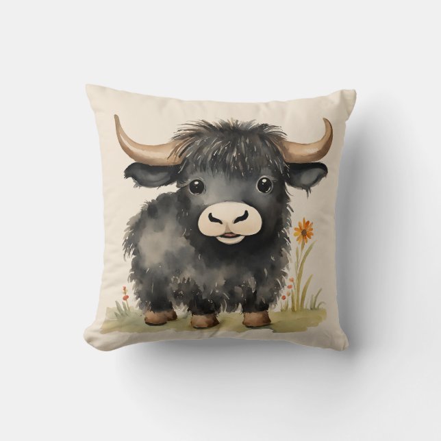 Baby Highland Cow Neutral  Cushion (Front)