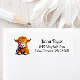 Baby Highland Cow Personalized Return Address Label