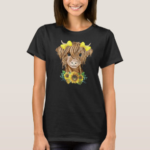 Baby Highland Cow Sunflower Western Country Heifer T-Shirt