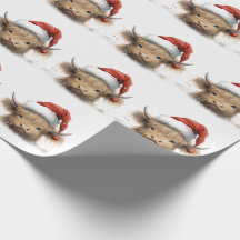 Baby Highland Cow with Santa hat