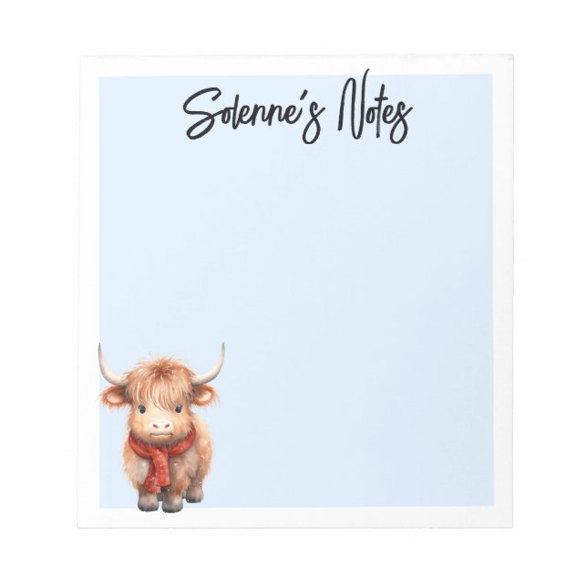 Baby Highland Longhorn Cow Notepad (Front)