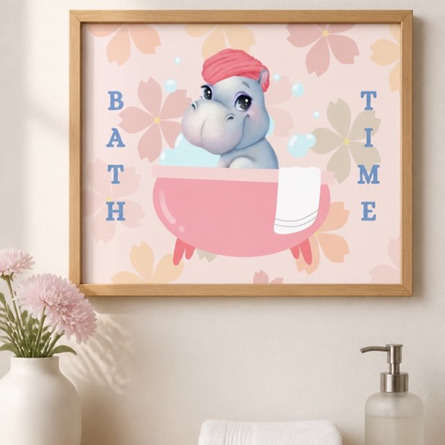 Baby Hippo Bath Time Poster (Creator Uploaded)