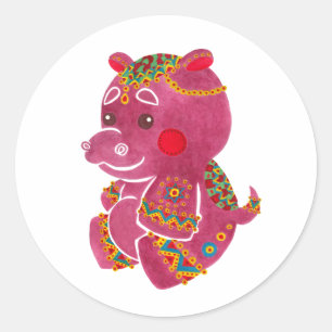 Baby Hippo Classic Round Sticker