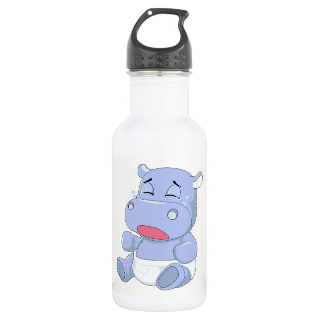 Baby Hippo Crying 532 Ml Water Bottle (Front)