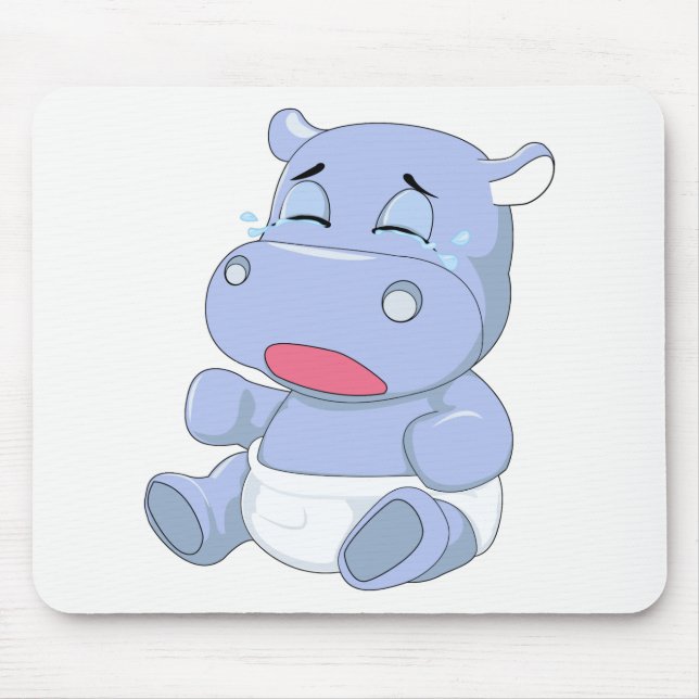 Baby Hippo Crying Mouse Pad (Front)