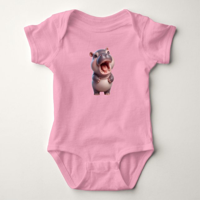 Baby Hippo Hippopotamus Cute Chibi Bodysuit (Front)