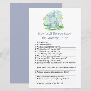 Baby Hippo How well do you know baby shower game
