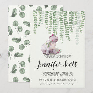 Baby Hippo Jungle Baby Shower Invitation