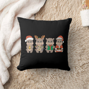 Baby Hippo Moo Deng Christmas Cushion