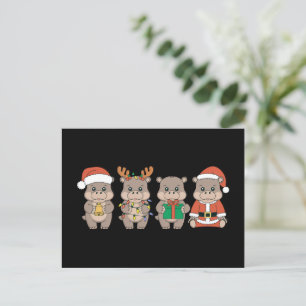 Baby Hippo Moo Deng Christmas Holiday Postcard
