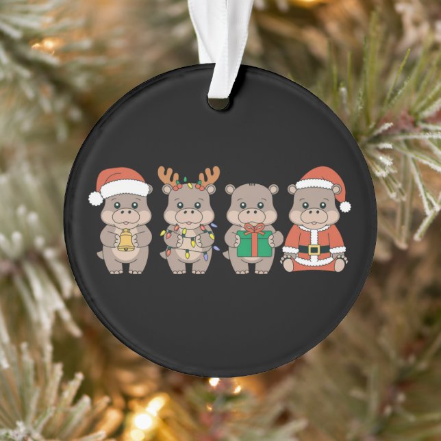 Baby Hippo Moo Deng Christmas Ornament (Tree)