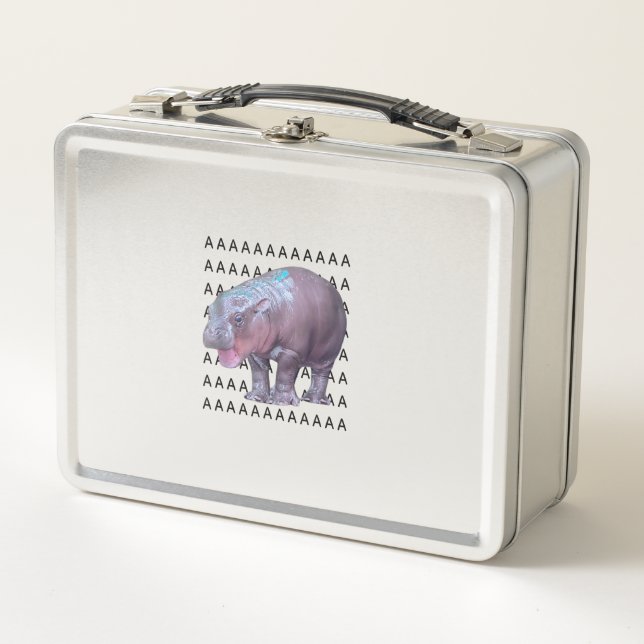 Baby Hippo Moo Deng Tank Top Metal Lunch Box (Front)