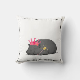 Baby Hippo Princess-Cotton Cushion-Customizable Cushion