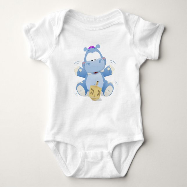 Baby Hippo with Dreidel Bodysuit (Front)