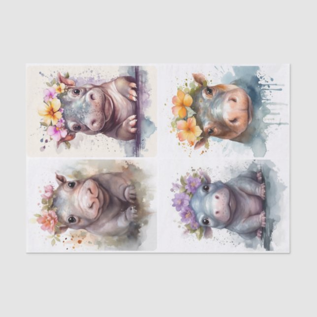 Baby Hippos  Tissue Paper (Front)