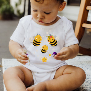 Baby Honey Bees Yellow Stars   Baby Bodysuit