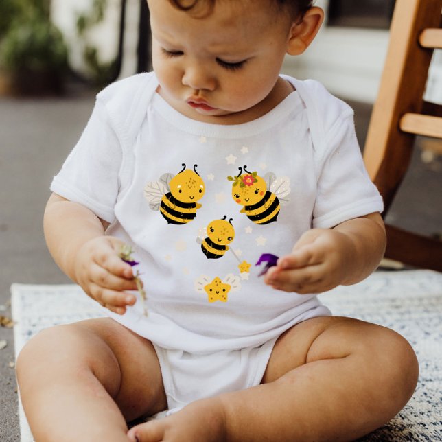 Baby Honey Bees Yellow Stars | Baby Bodysuit (Creator Uploaded)