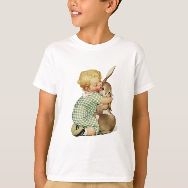 BABY HUGGING EASTER BUNNY T-Shirt (Front)