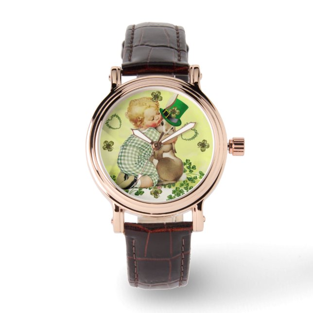 BABY HUGGING RABBIT IRISH ST. PATRICK'S DAY PARTY WATCH (Front)