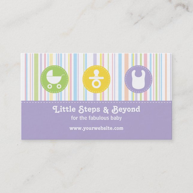 Baby Icon Trio Stripes Lilac Business Card (Front)