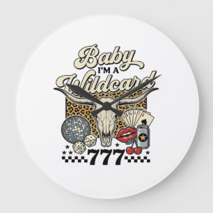 Baby Im a Wildcard Vintage Western Casino Shirt Large Clock
