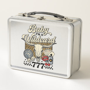Baby Im a Wildcard Vintage Western Casino Shirt Metal Lunch Box