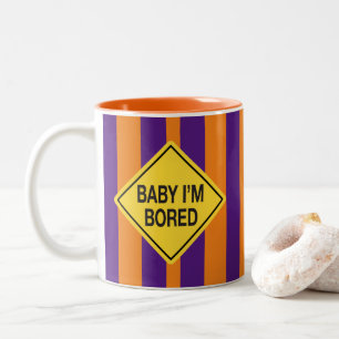 Baby I'm Bored Orange Purple Stripes Two-Tone Coffee Mug