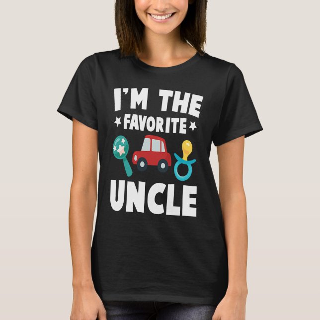 Baby  I'm The Favorite Uncle  Fire Truck  Baby Sho T-Shirt (Front)