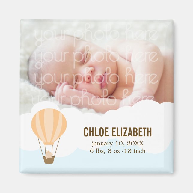 Baby in a Balloon Baby Birth Announcements Magnet (Front)