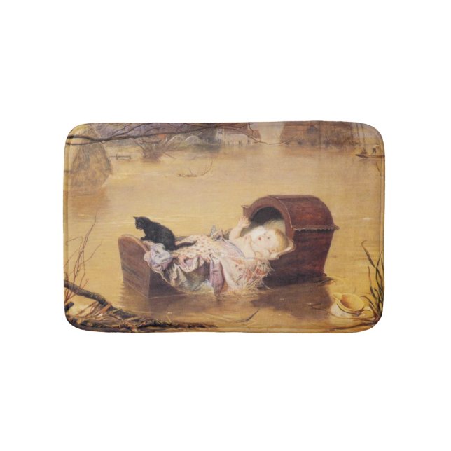 Baby in a Cot During a Flood (by J.E. Millais) Bath Mat (Front)