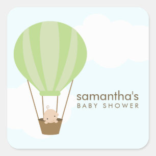 Baby in Balloon Baby Shower Square Sticker