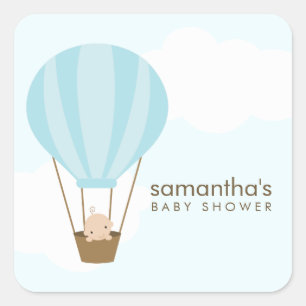 Baby in Balloon Baby Shower Square Sticker