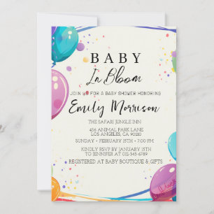 Baby in bloom and Balloons Baby Shower  Invitation