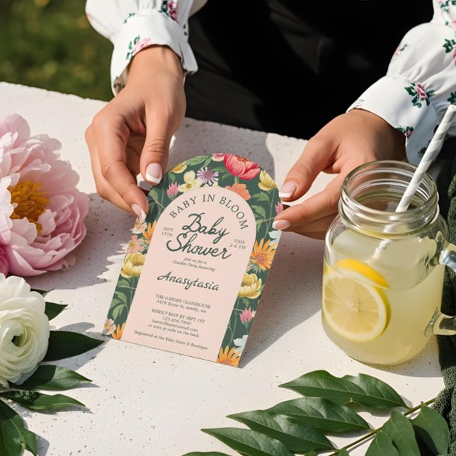 Baby in Bloom Arch Bold Floral Garden Baby Shower  Invitation (Baby in Bloom Arch Bold Floral Garden Baby Shower Invitation)