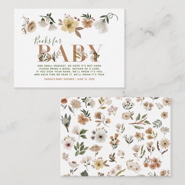 Baby in Bloom Baby Shower Boho Book Request Enclosure Card (Front/Back)