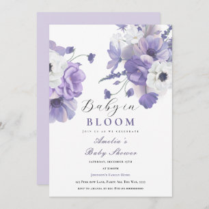 Baby in Bloom Baby Shower Elegant Purple Florals Invitation