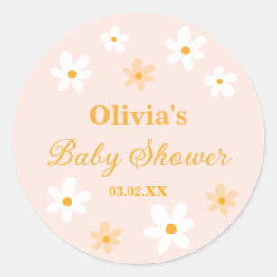 Baby In Bloom Baby Shower Favour Classic Round Sticker