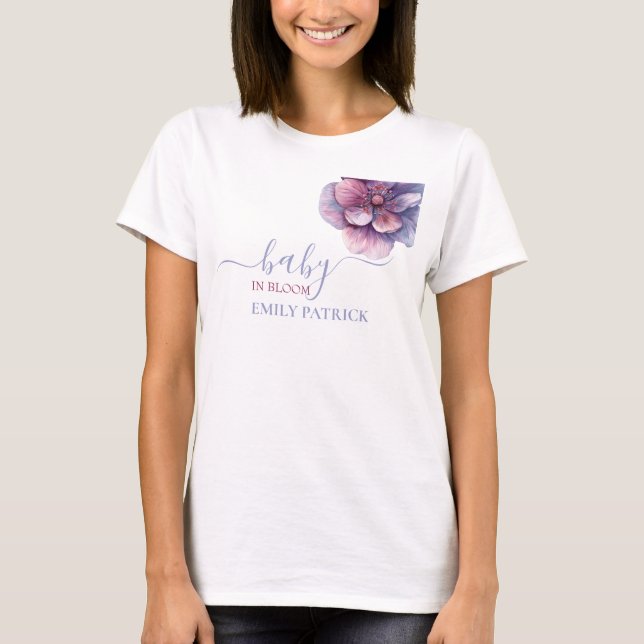 Baby in bloom | baby shower floral T-Shirt (Front)