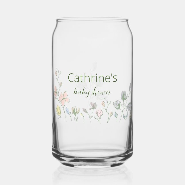 Baby in Bloom Baby Shower Gender Neutral Can Glass (Front)