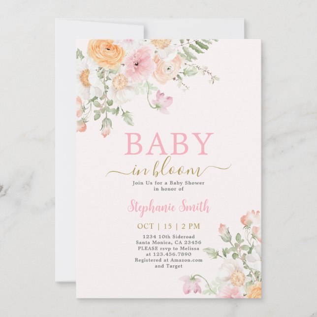 Baby in Bloom Baby Shower Girl Invitation (Front)
