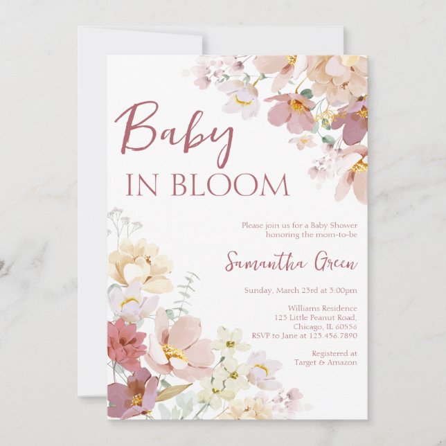 Baby in Bloom Baby Shower Invitation (Front)