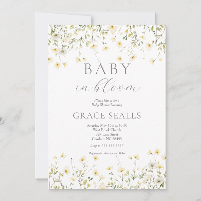 baby in Bloom Baby Shower Invitation (Front)