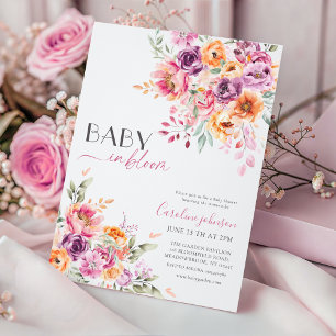 Baby in Bloom Baby Shower Invitation Blush Pink